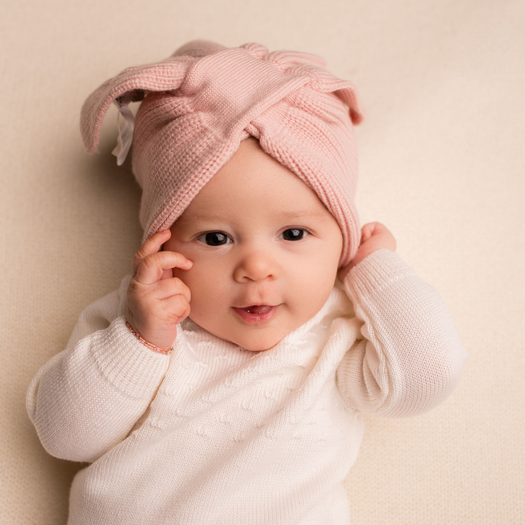 Virgin Merino Wool Bow Headband - Dusty Rose