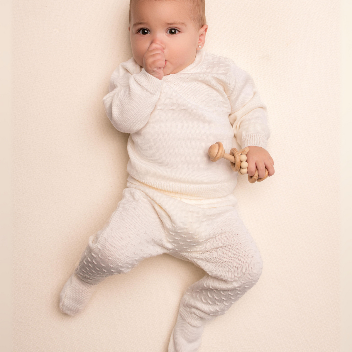 Virgin Merino Wool Sweater - Latte White