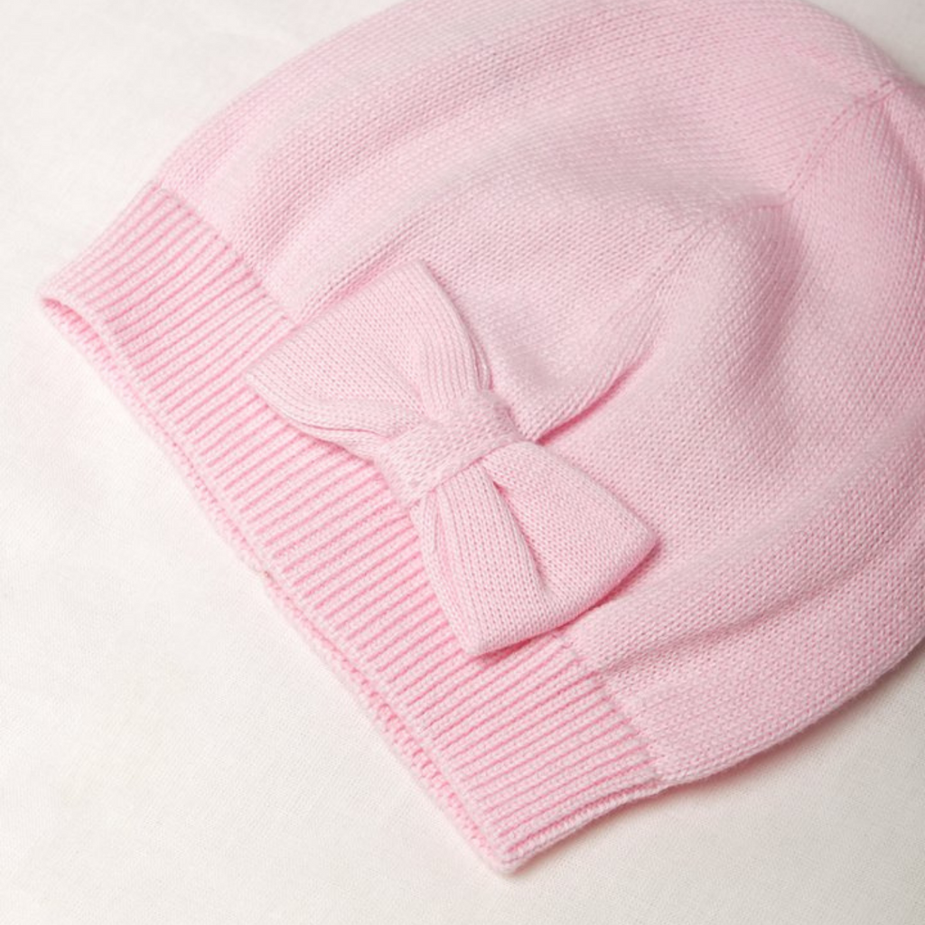 Organic Cotton Bow Hat - Baby Blush Pink