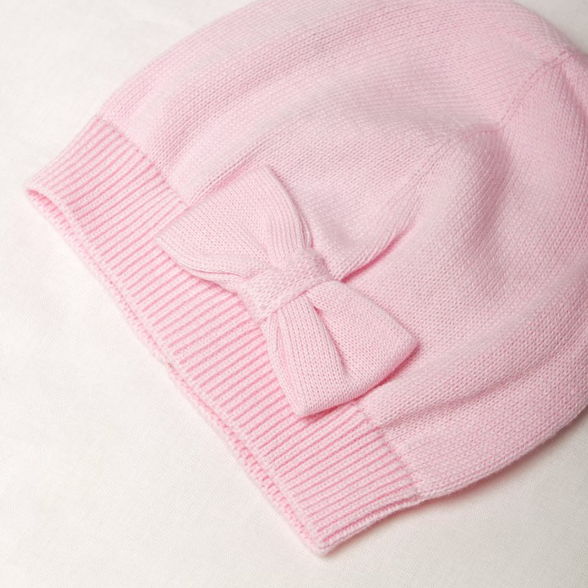 Organic Cotton Bow Hat - Baby Blush Pink
