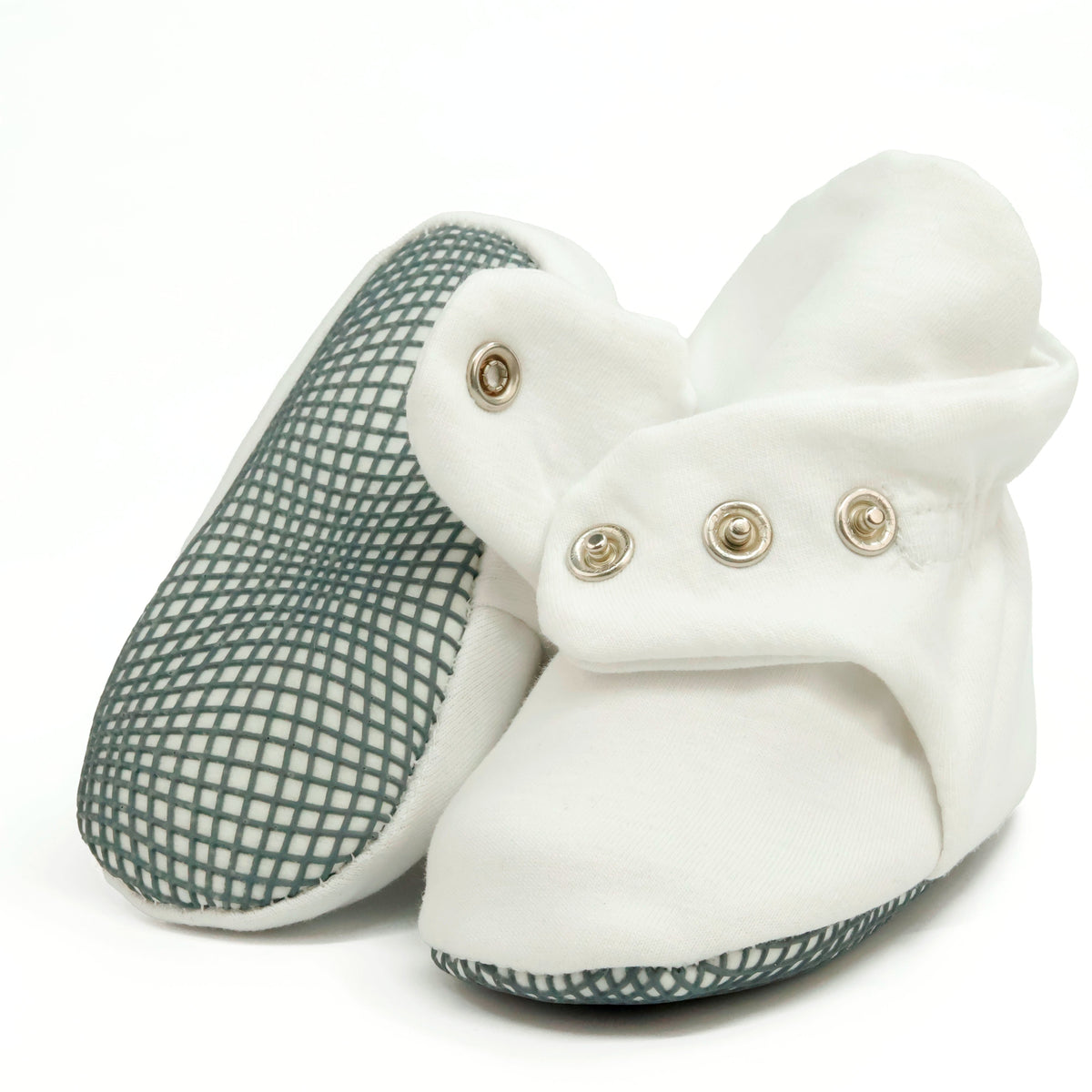 Stay-On Baby Booties, Organic Cotton Lined – White