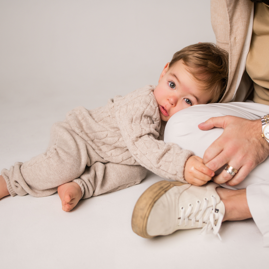 Virgin Merino Wool Cable Knit  Sweater - Oatmeal