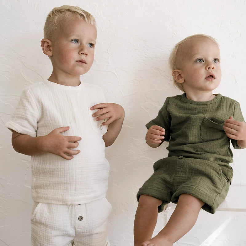 Double Gauze linen Shorts Set