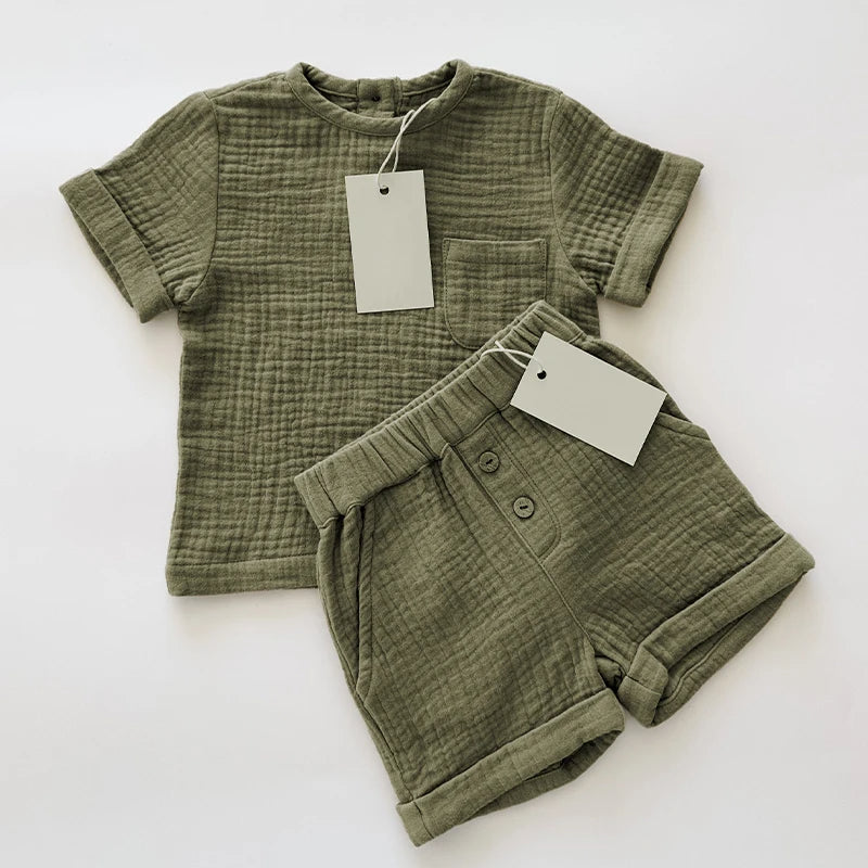 Double Gauze linen Shorts Set