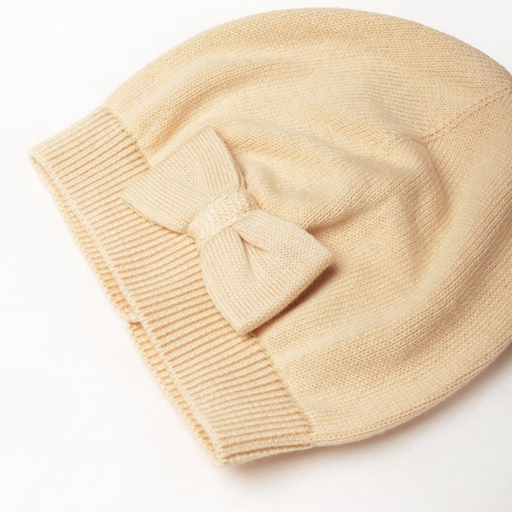 Organic Cotton Bow Hat - Hazelnut