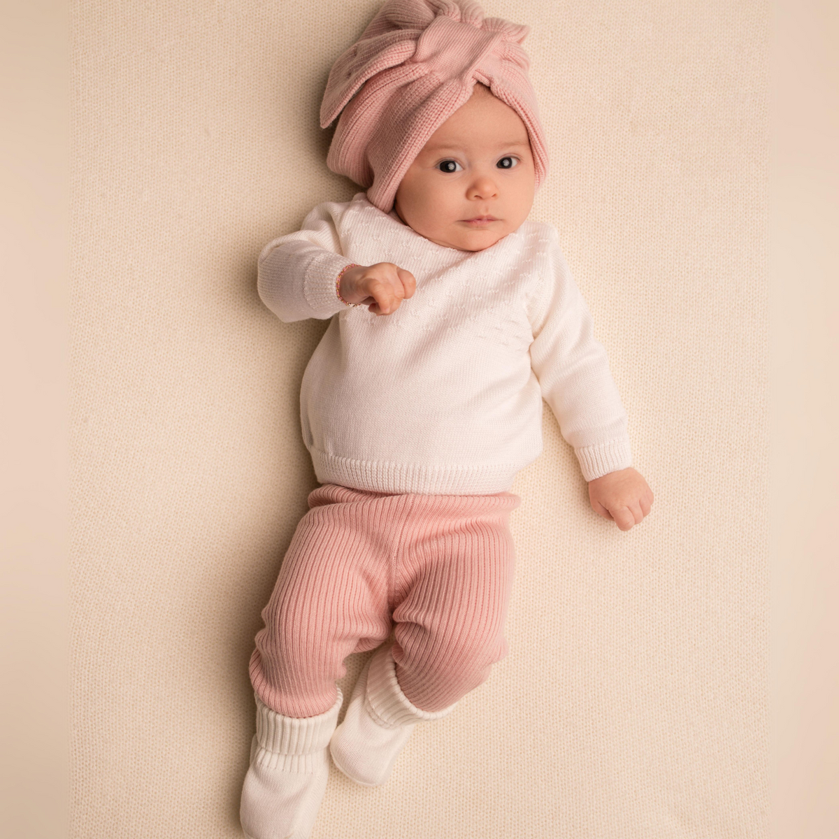 Virgin Merino Wool Bow Headband - Dusty Rose