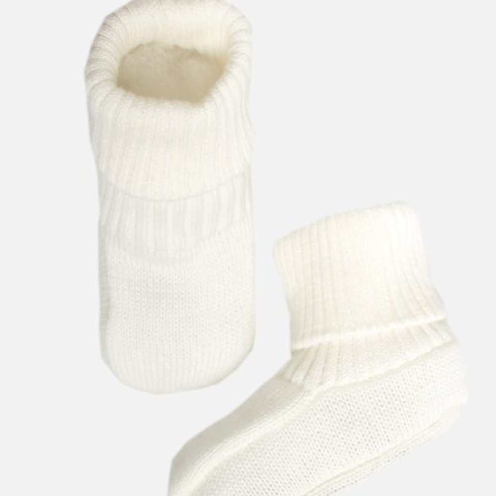 Organic Cotton Baby Booties - White