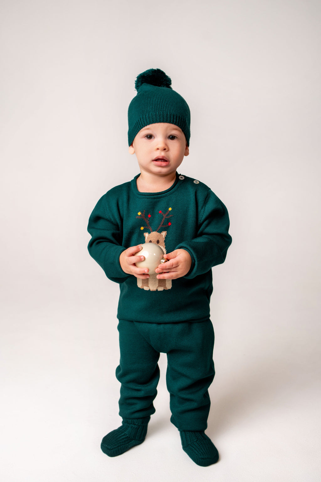 Virgin Merino Wool Pom Pom Hat - Evergreen