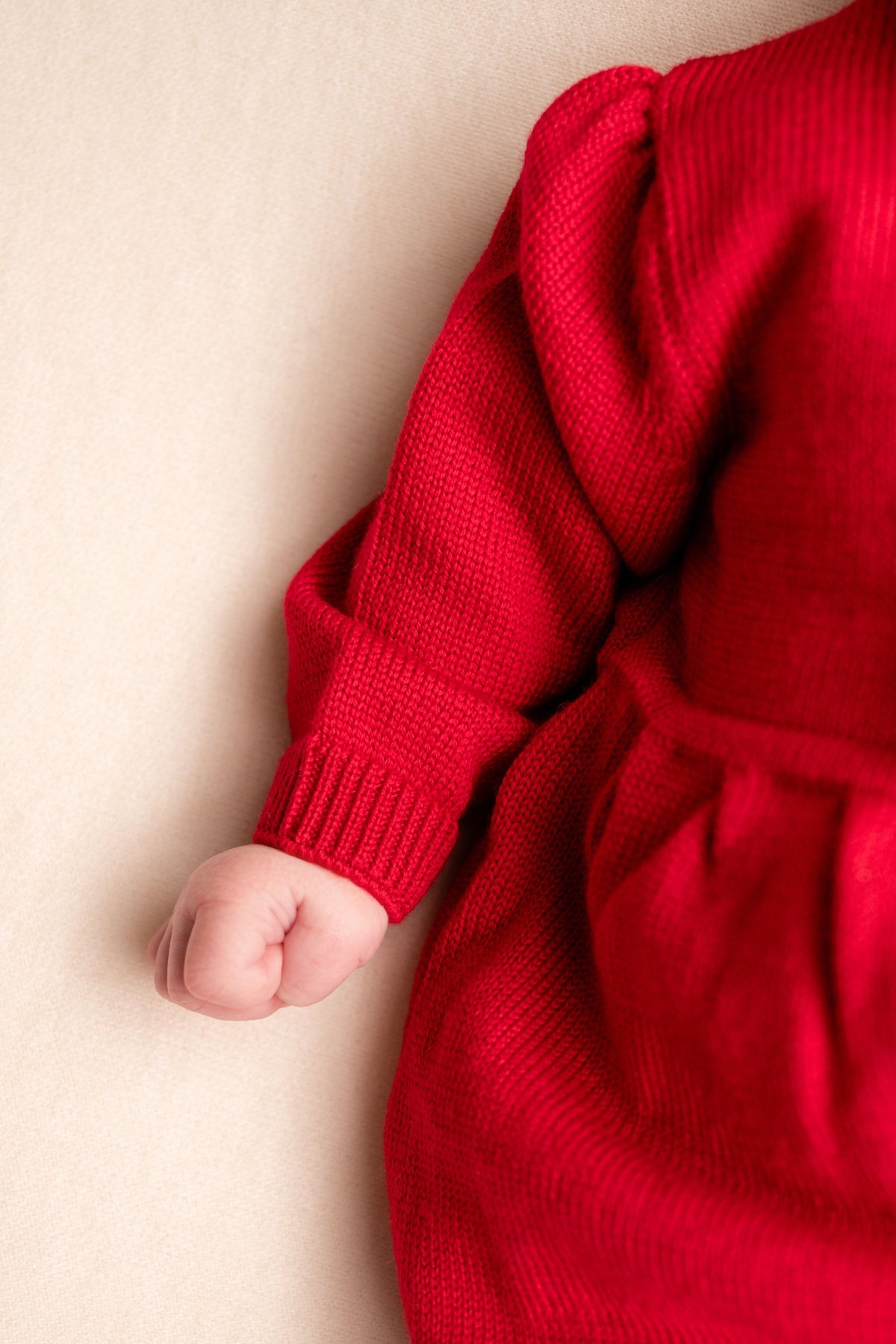 Virgin Merino Wool Bow Dress - Scarlet Red