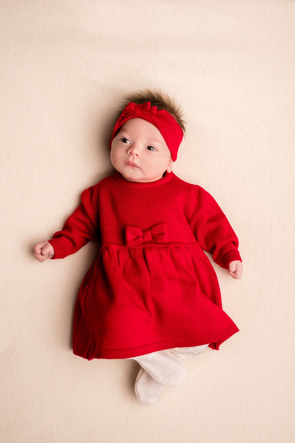 Virgin Merino Wool Bow Headband - Scarlet Red