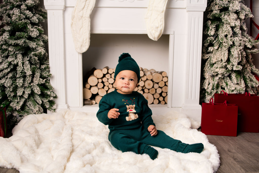 Virgin Merino Wool Pom Pom Hat - Evergreen