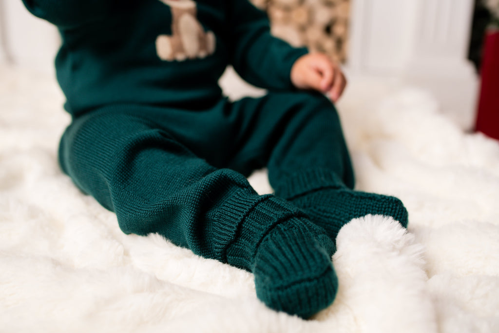 Virgin Merino Wool Booties - Evergreen