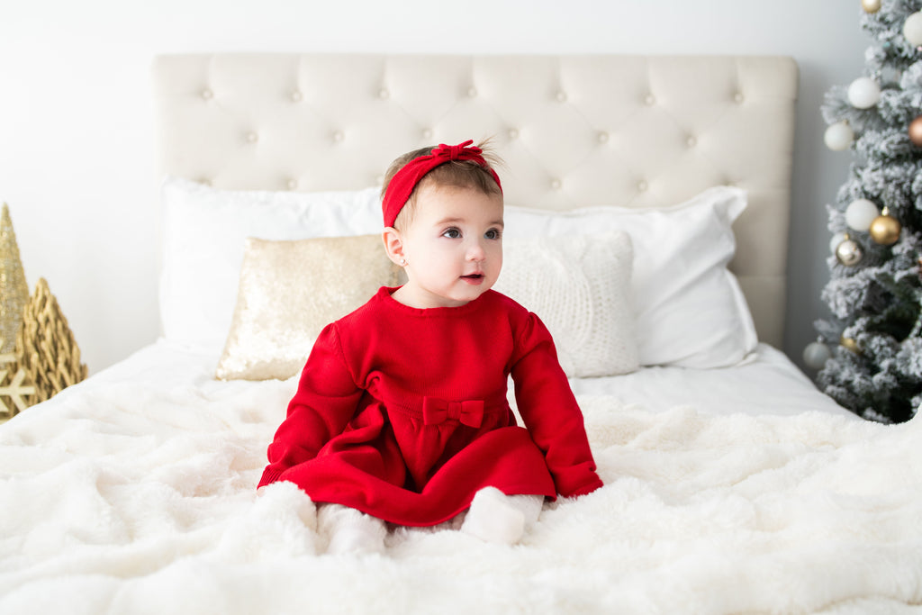 Virgin Merino Wool Bow Headband - Scarlet Red