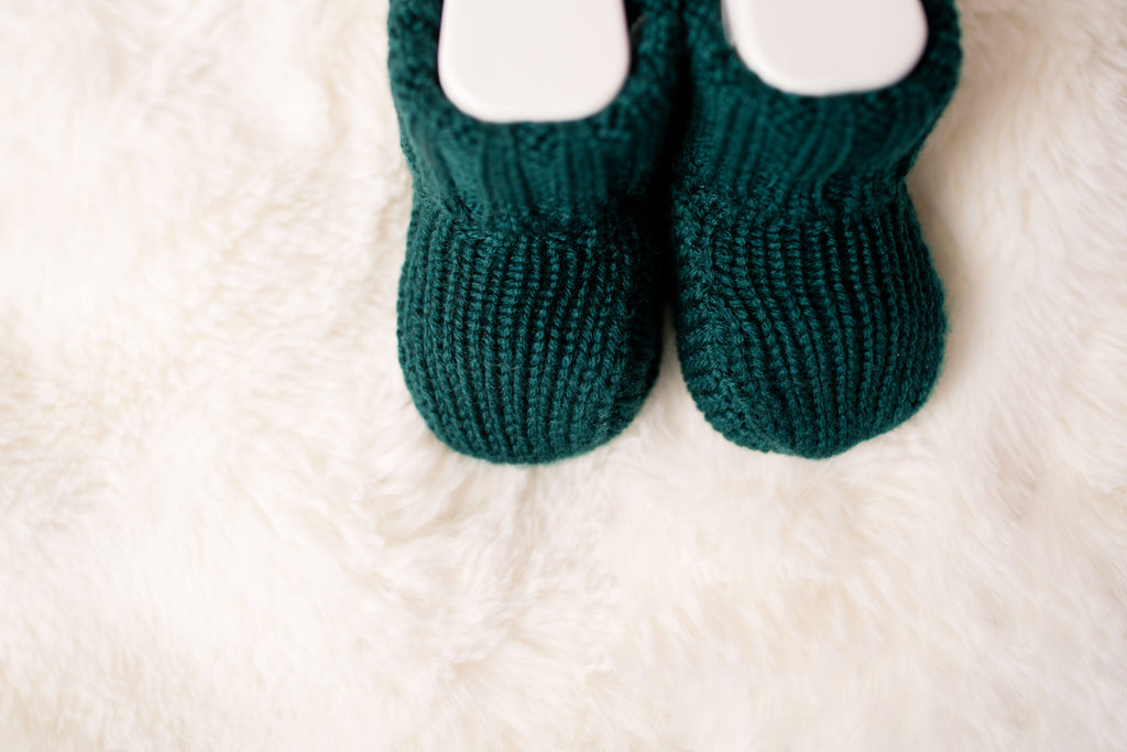 Virgin Merino Wool Booties - Evergreen