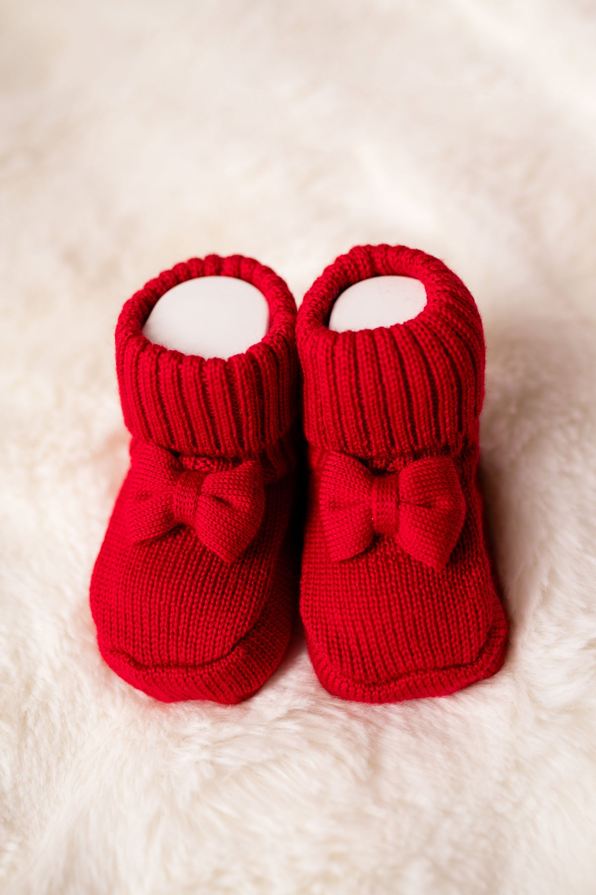 Virgin Merino Wool Booties - Scarlet Red