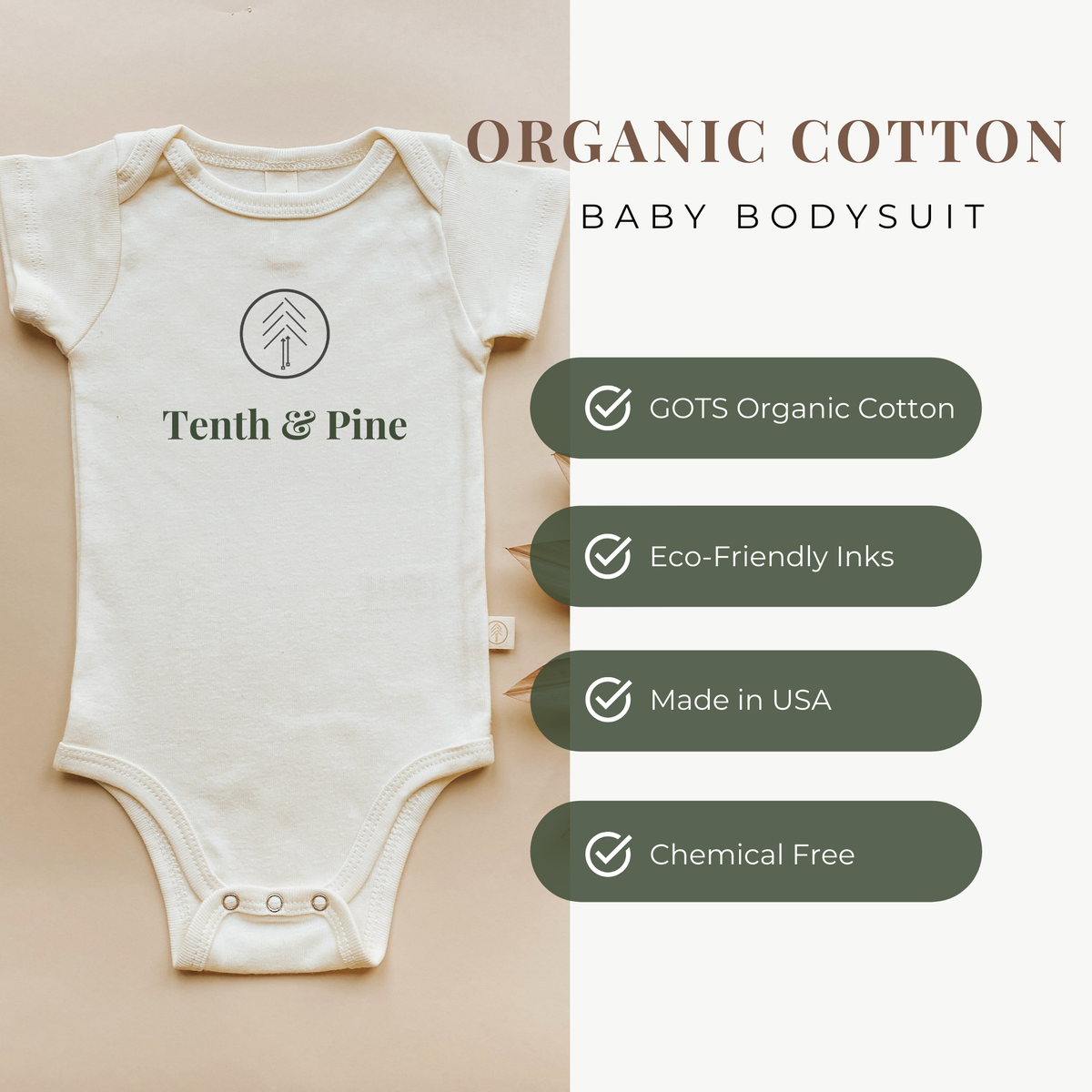 Loved. Clay Organic Cotton Baby Bodysuit Short Sleeve
