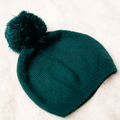 Virgin Merino Wool Pom Pom Hat - Evergreen