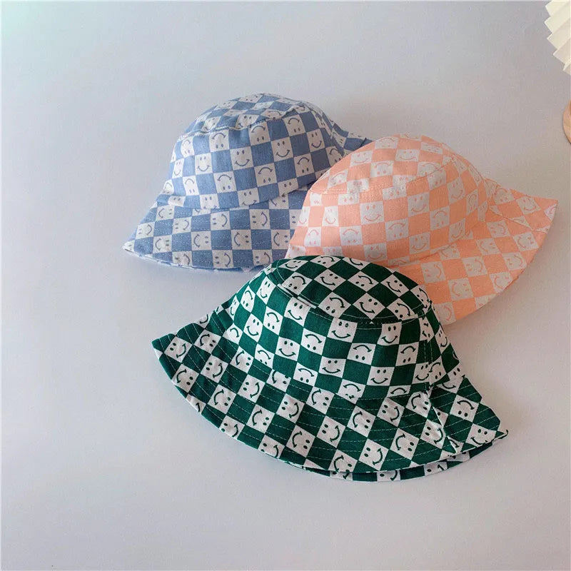 Checkered Smiley Face Bucket Hat