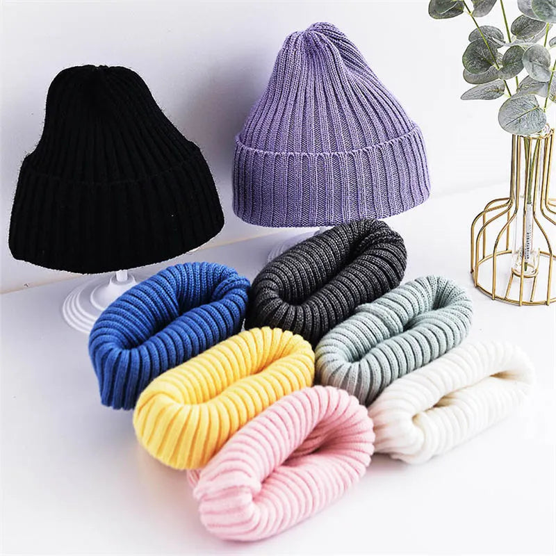 Solid Color Ribbed Beanie Hat