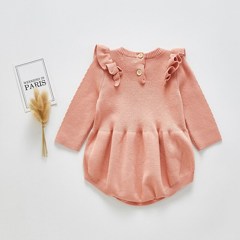 Solid Ruffled Sweater Jumpsuit