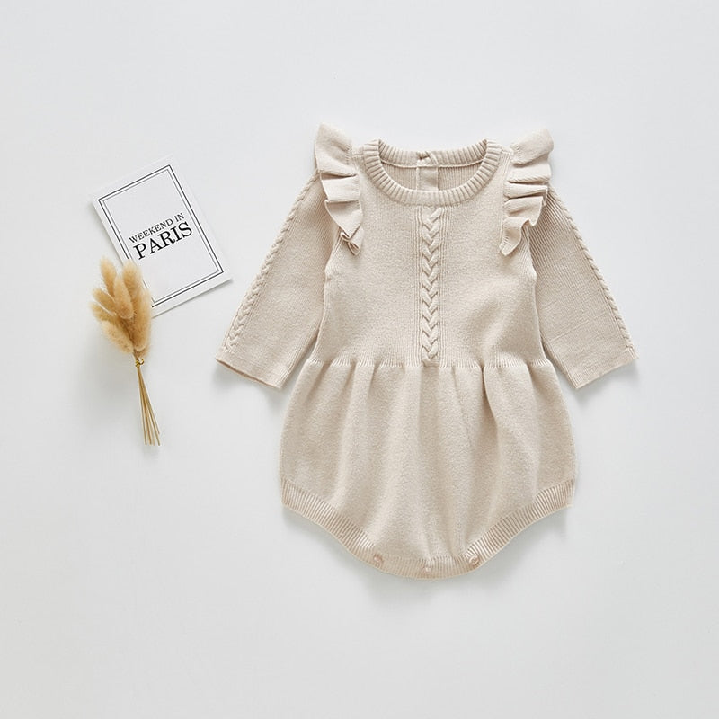 Solid Ruffled Sweater Jumpsuit