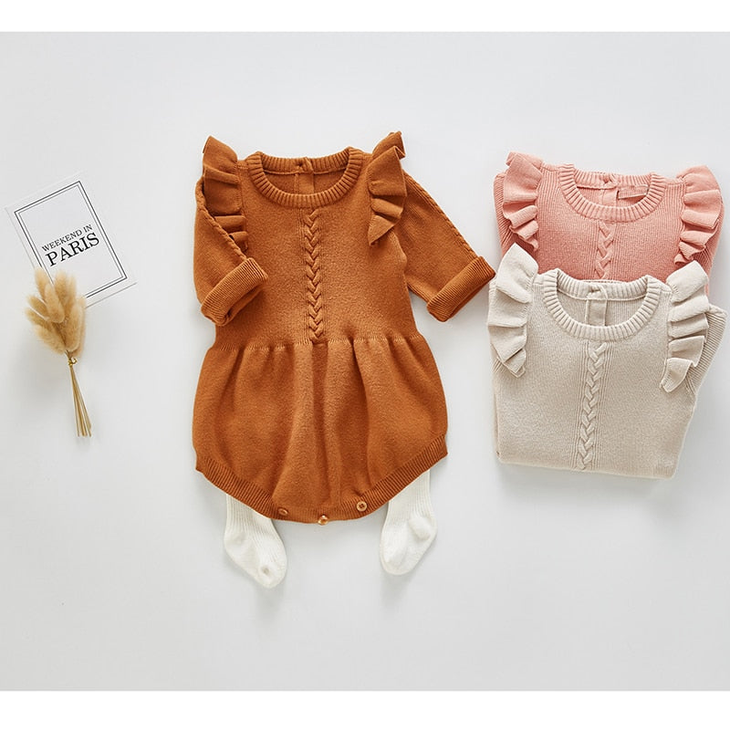 Solid Ruffled Sweater Jumpsuit