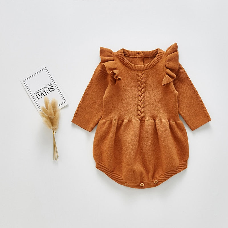 Solid Ruffled Sweater Jumpsuit