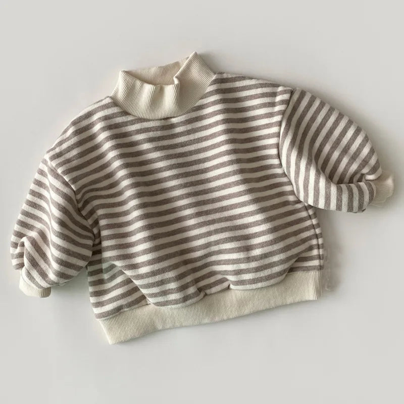 Warm Stripe Turtle Neck Sweater