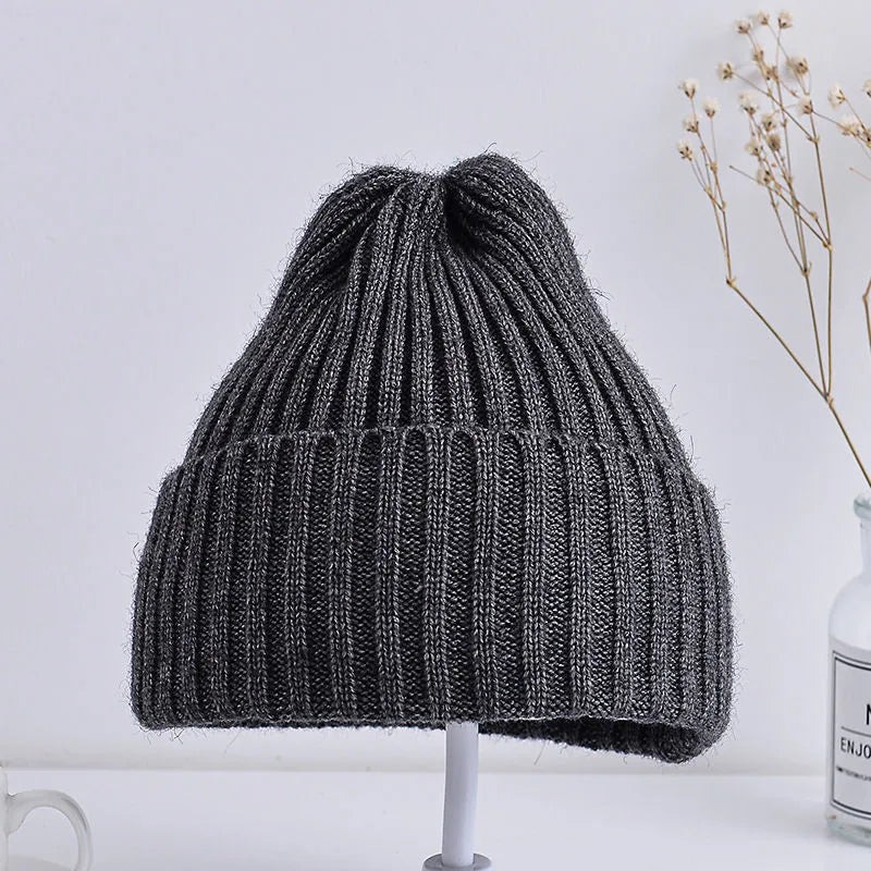 Solid Color Ribbed Beanie Hat