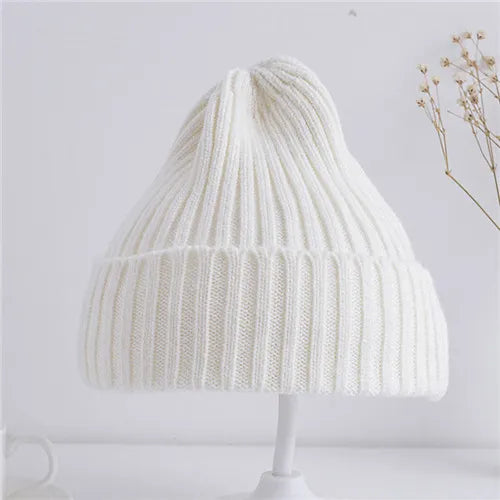 Solid Color Ribbed Beanie Hat