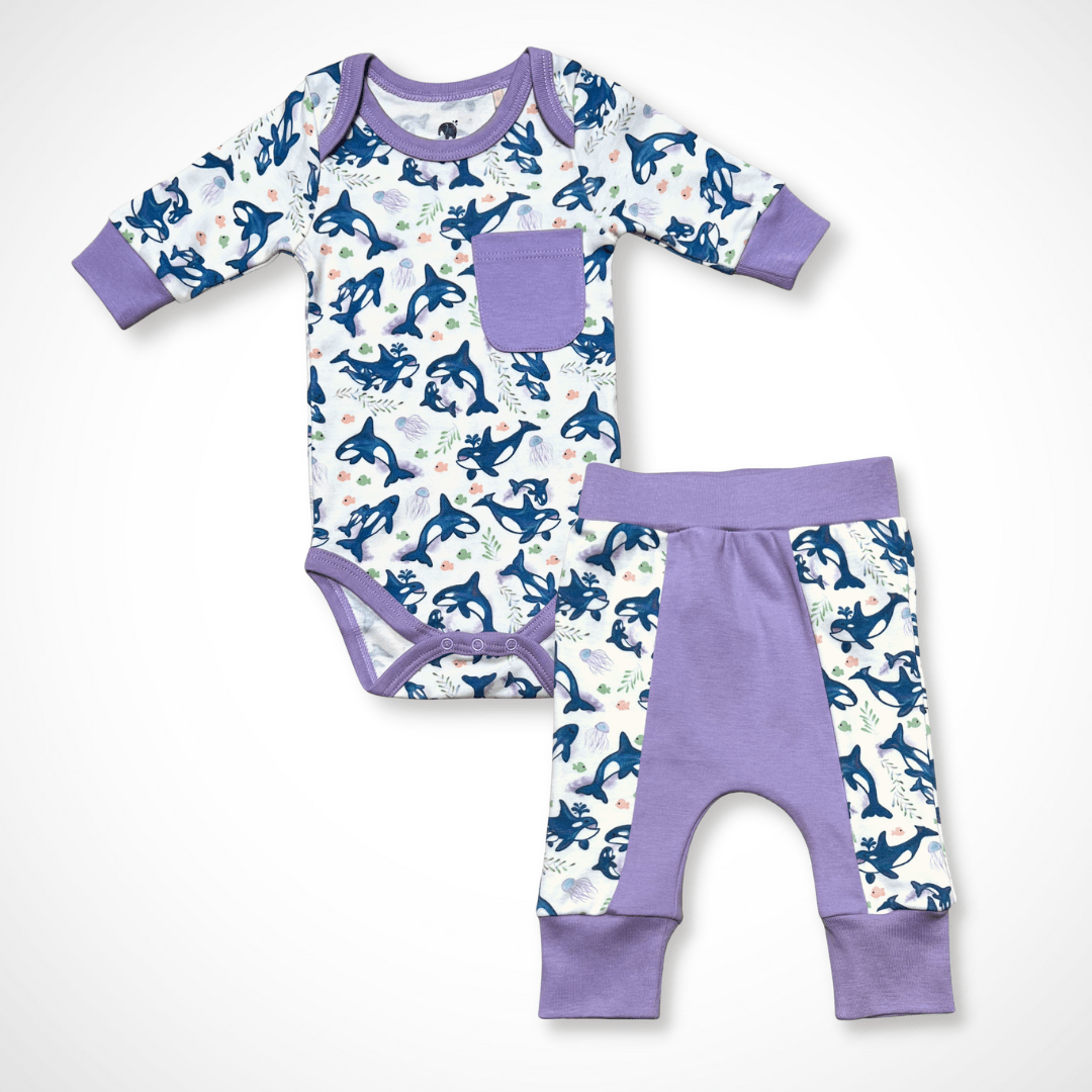 Orca Long Sleeve Bodysuit and Pant | Organic Pima Cotton