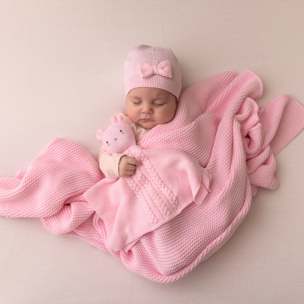 Organic Cotton Bow Hat - Baby Blush Pink