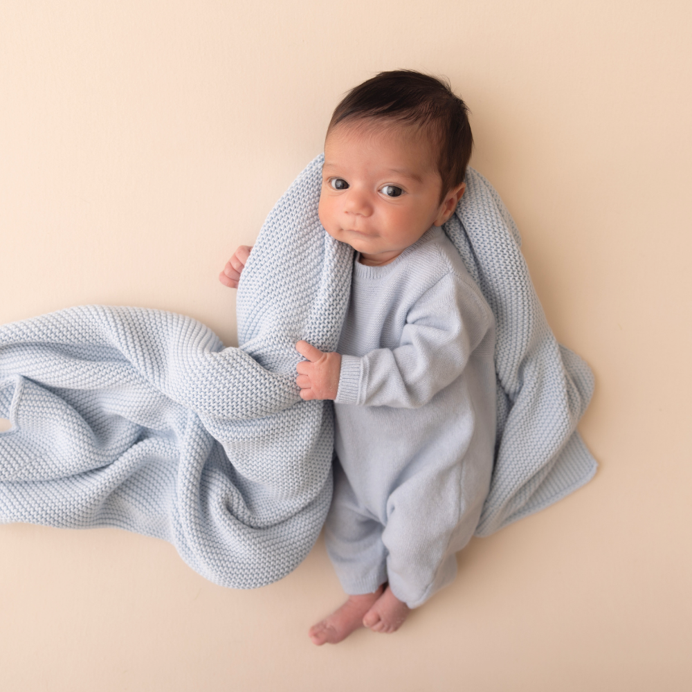 Organic Cotton Blanket - Lullaby Blue