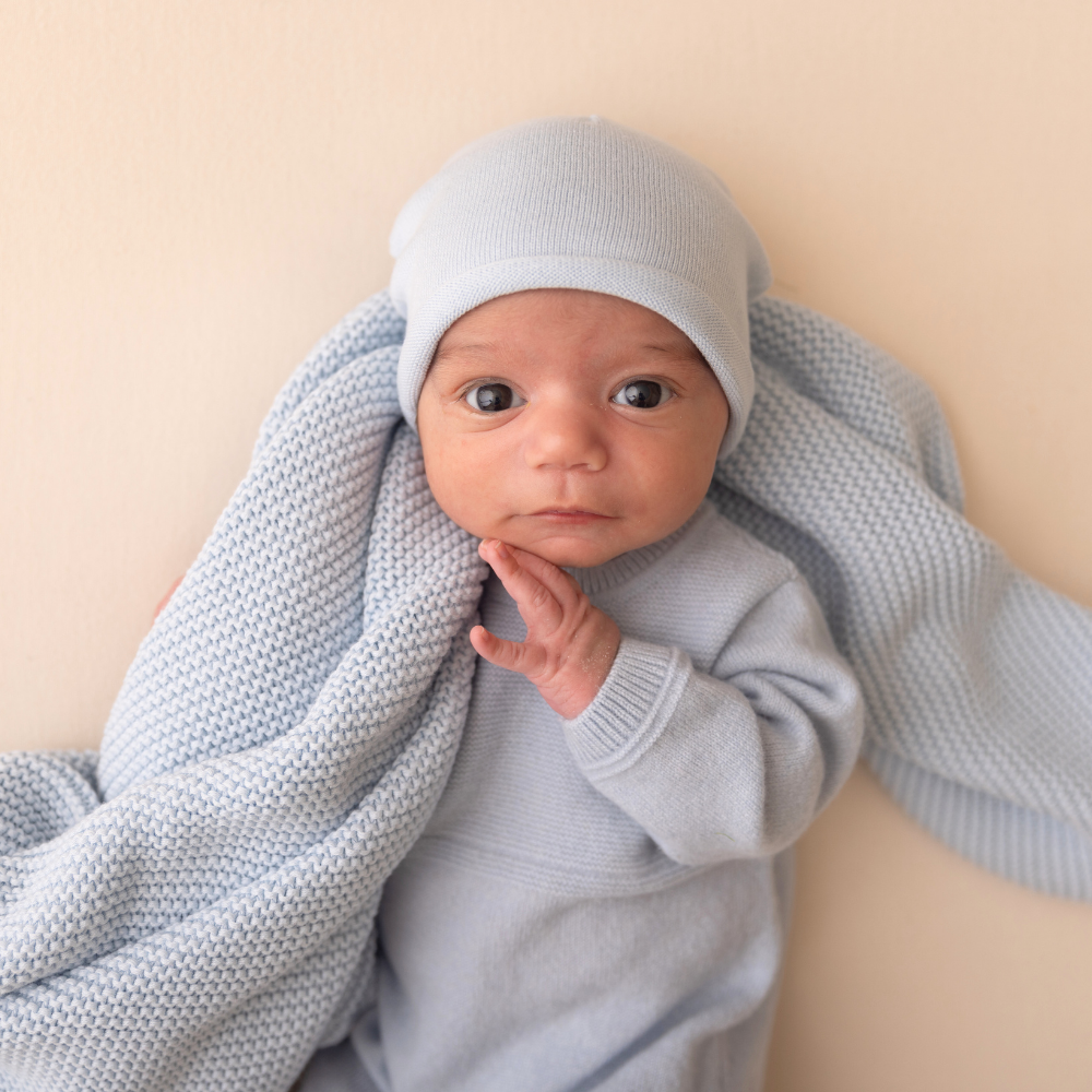 Organic Cotton Blanket - Lullaby Blue