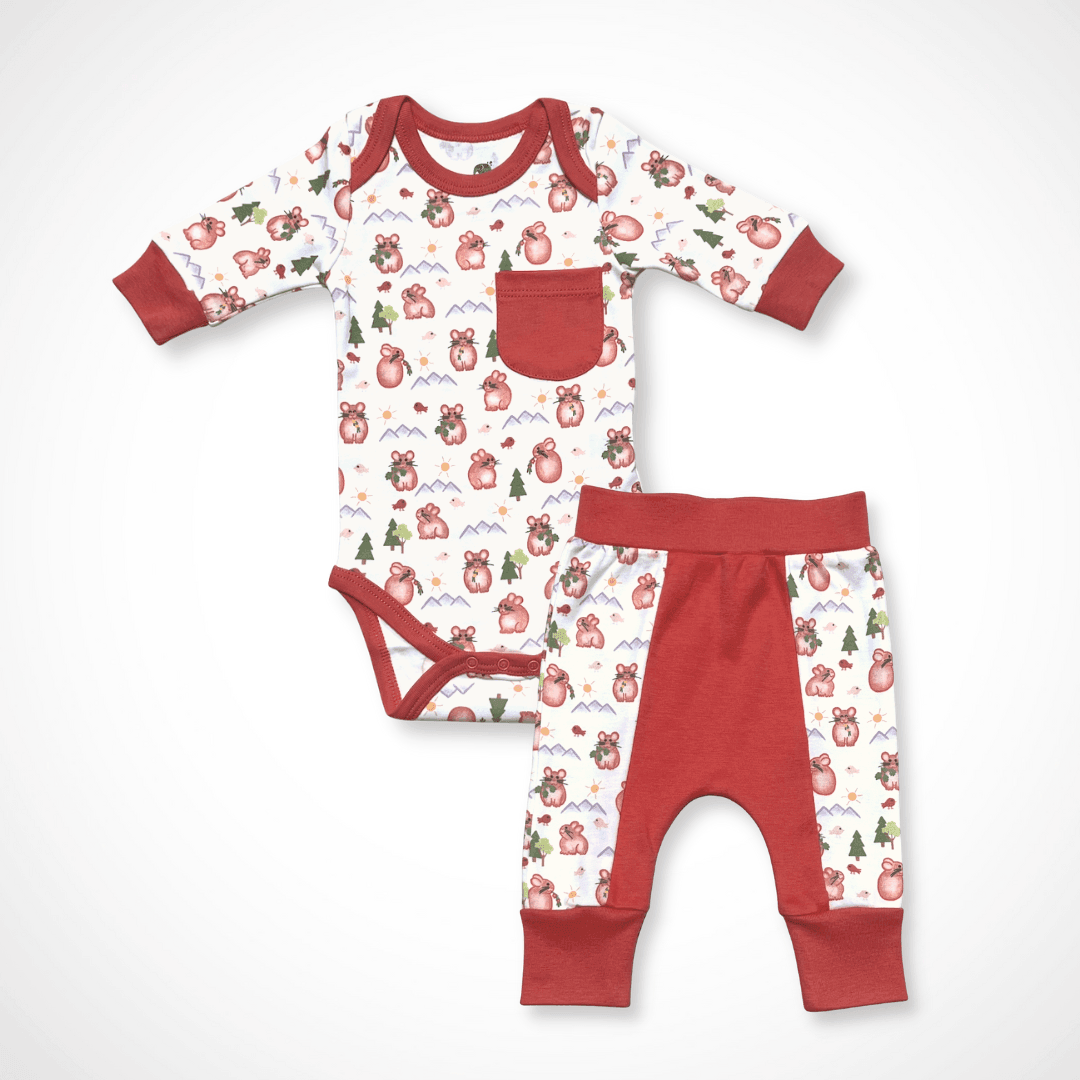 Pika Long Sleeve Bodysuit and Pant | Organic Pima Cotton