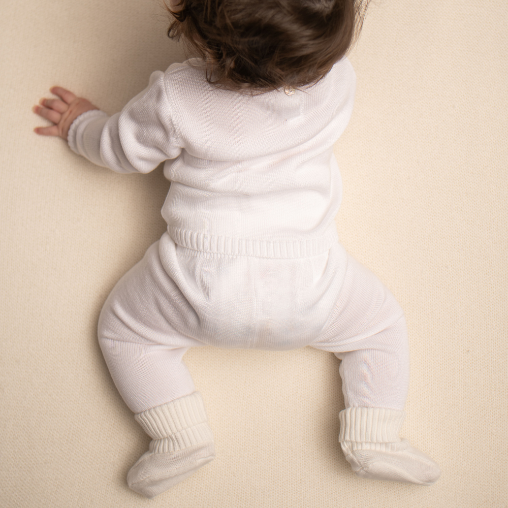 Organic Cotton Baby Booties - White
