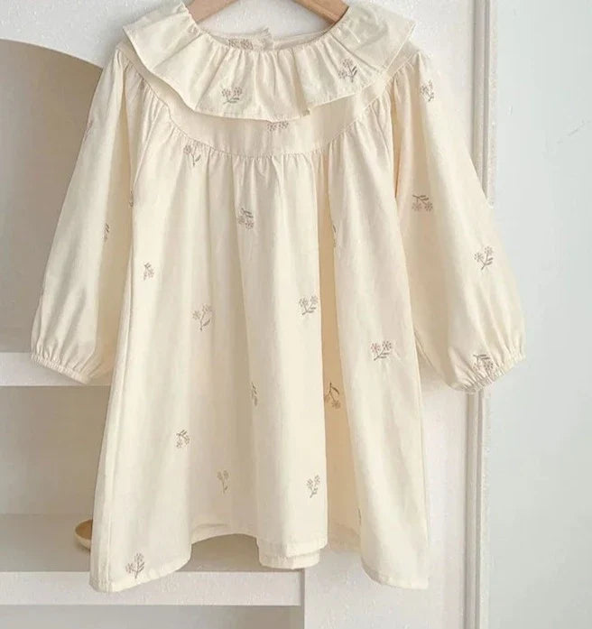 Long Sleeve Flower Embroidered Dress