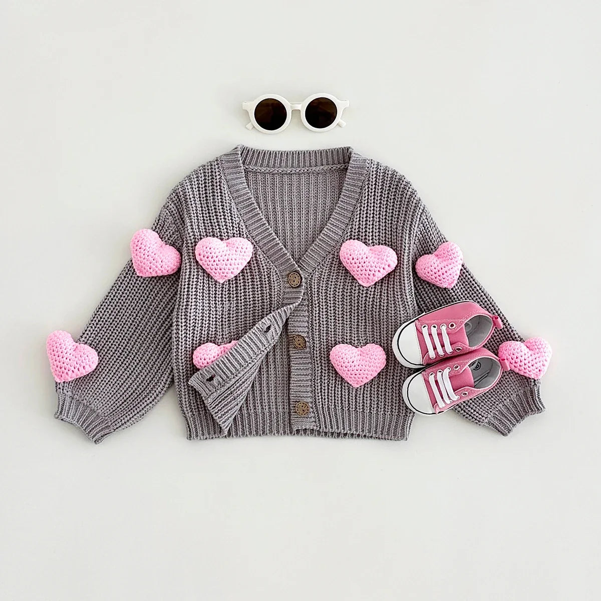 3D Sweet heart Cardigan Sweater