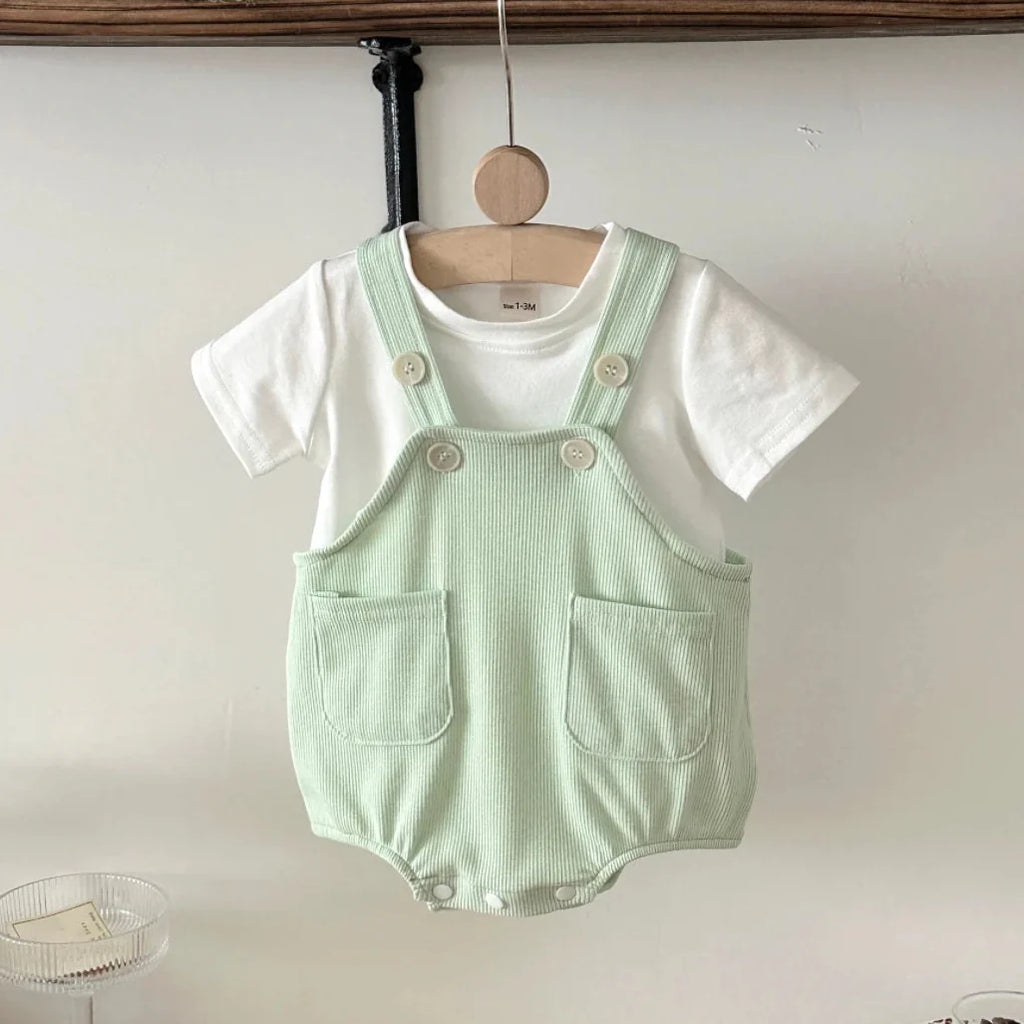 Mint T-Shirt Suspender Romper Set