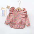 Girls Ruffle Waterproof Long Sleeve Art Bib