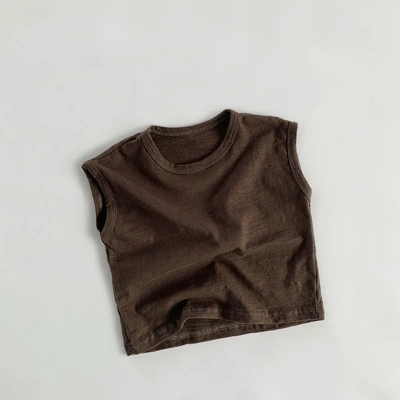 Round Neck Sleeveless Casual T-Shirt