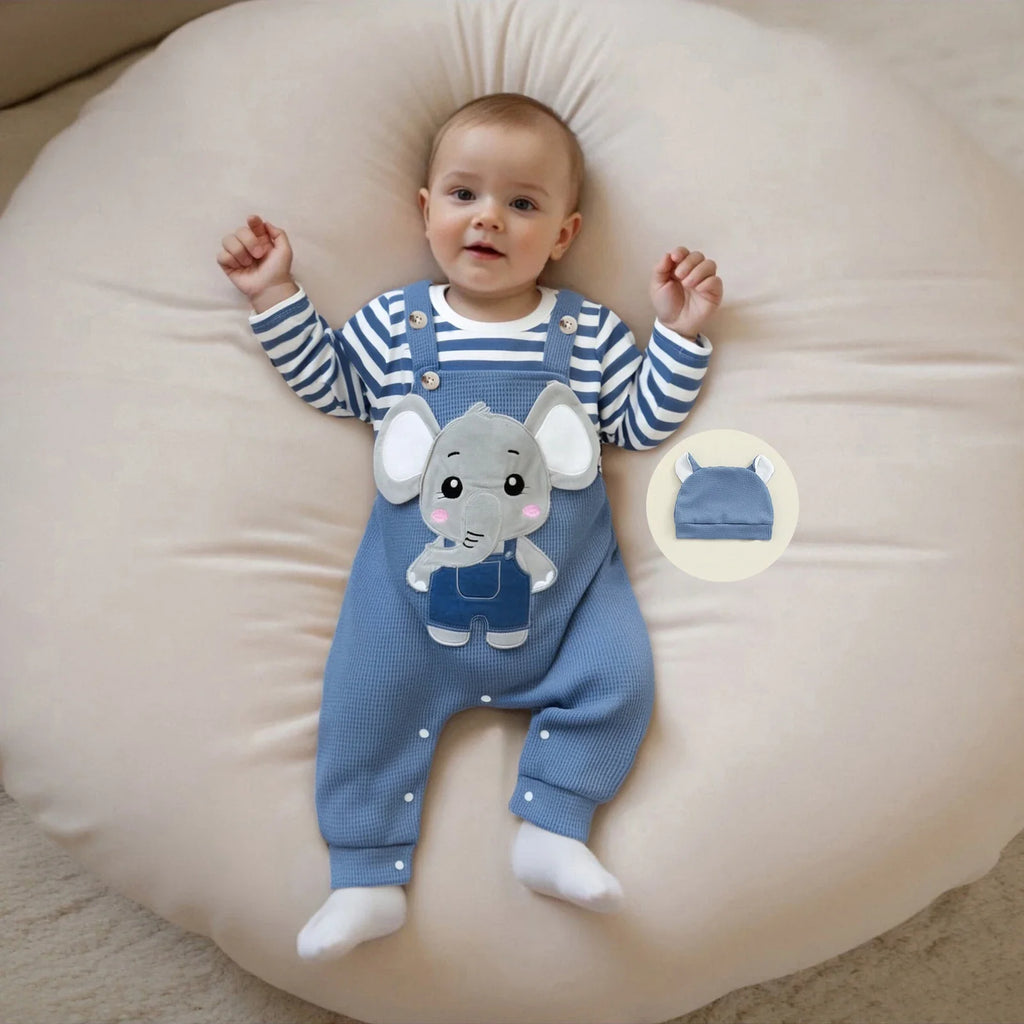 Elephant Overalls Jumpsuit Set