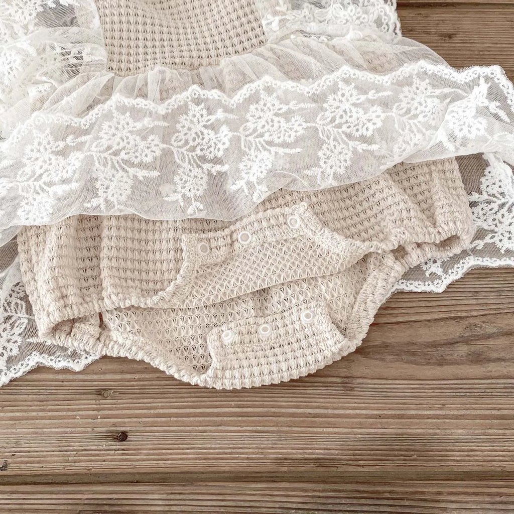 Lace Waffle Bodysuit Dress