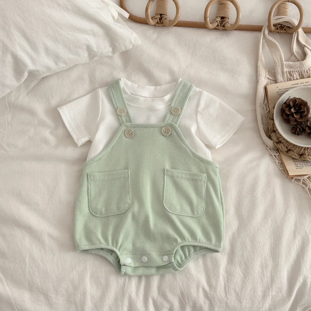 Mint T-Shirt Suspender Romper Set