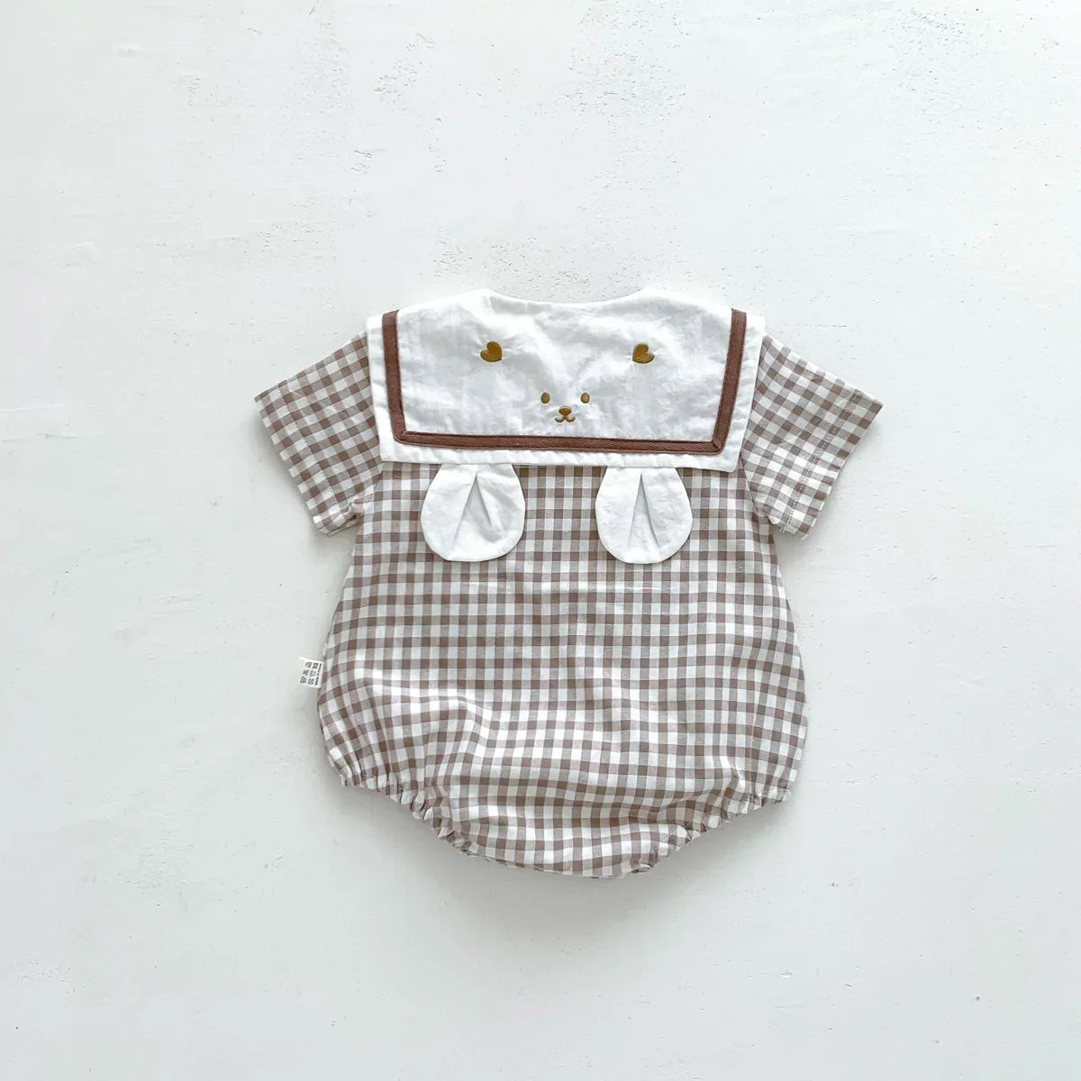 Plaid Bunny Collar Romper