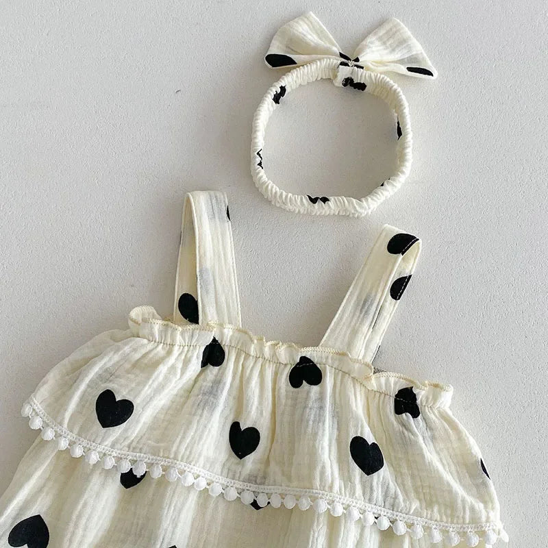 Heart Print Romper Set