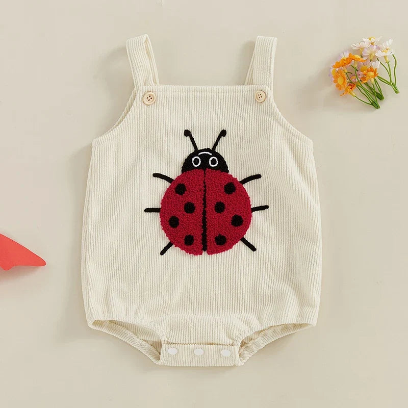 Cute Corduroy Embroidered Romper