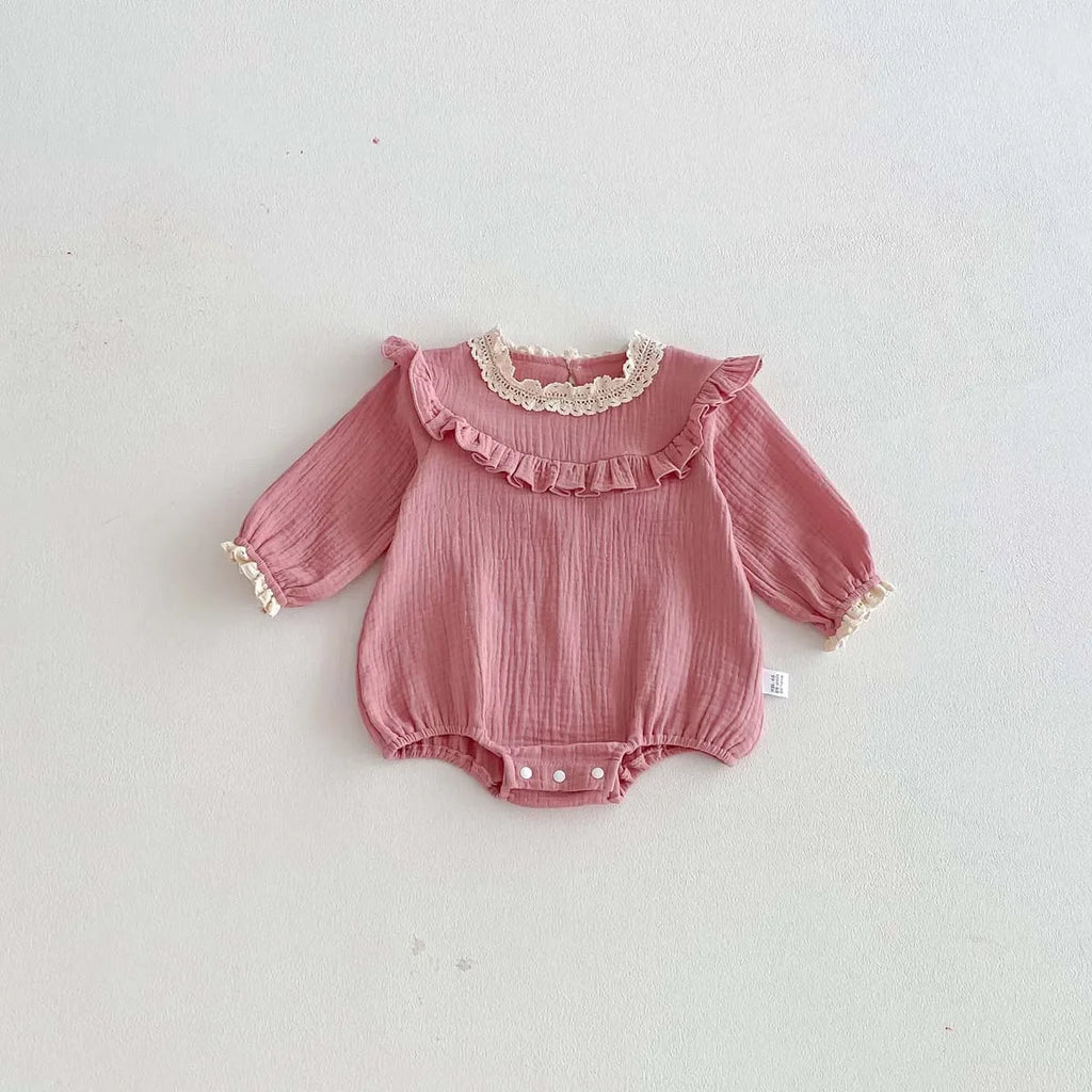 Pink Lace Collar Romper