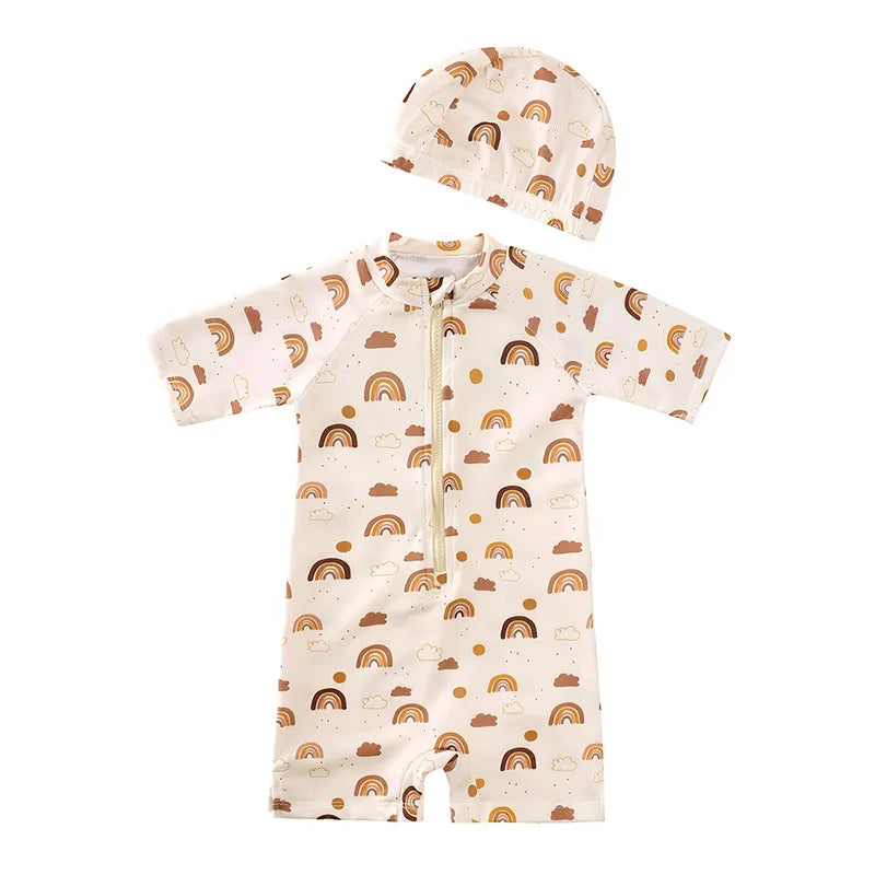 Boys Printed Zip Up Swimsuit