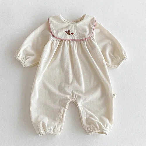 Corduroy Round Collar Jumpsuit